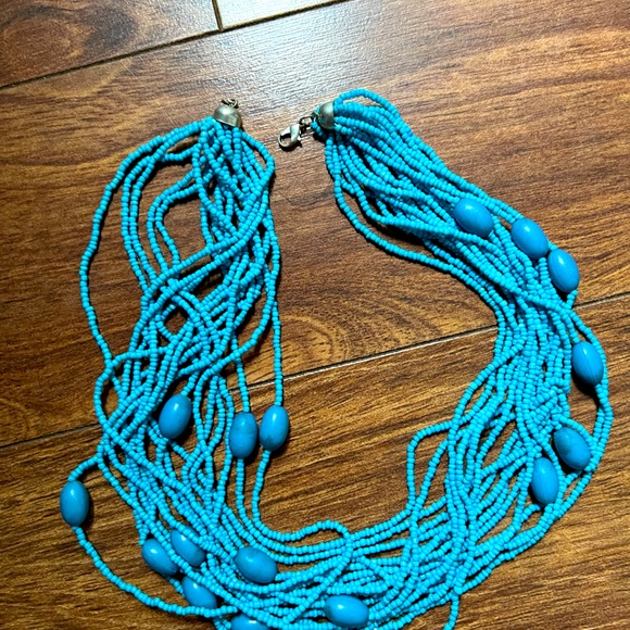 Blue beach style  beaded necklace - Picture 1 of 2